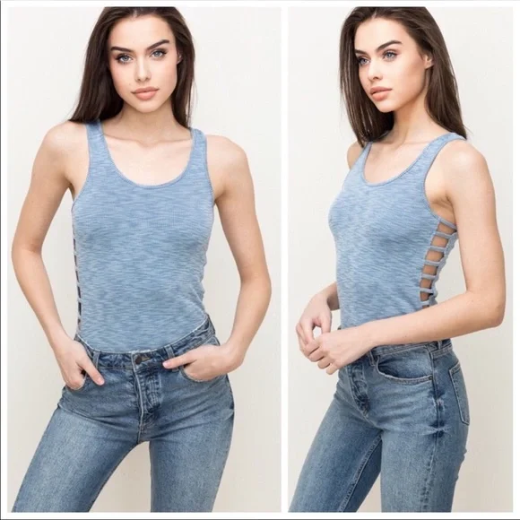 🎉Blue Open Sided Body Knit Bodysuit! - Picture 3 of 7